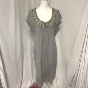 Boden Gray Knit Embroidered Neckline Dress 12L